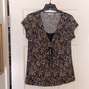 Carol Rose brand top in a brown and black floral.  Medium